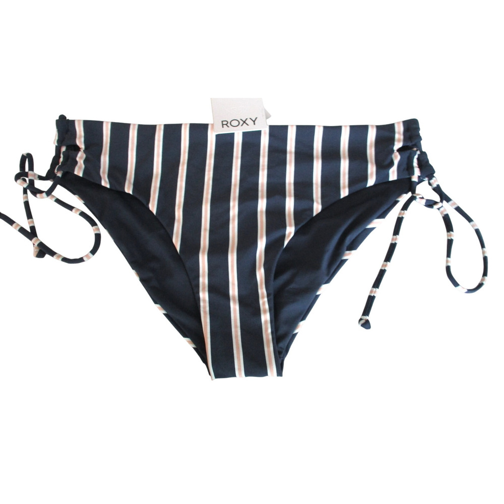 Nwt ROXY PT Beach Classics Full Bikini Bottom Sz L Blue Striped